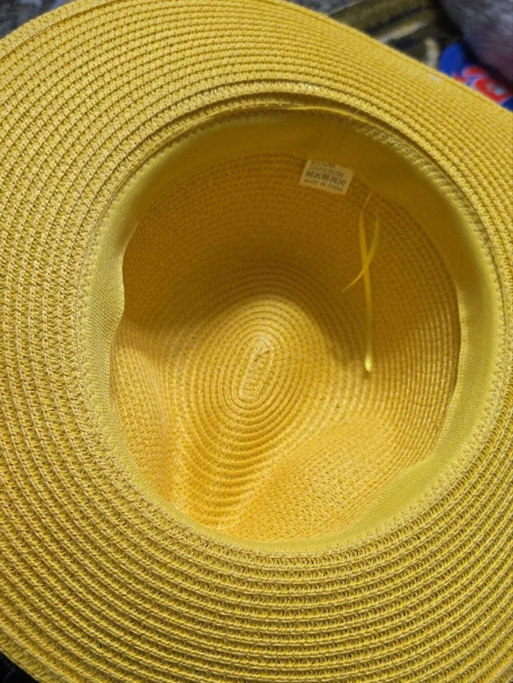 Yellow Straw Sun Hat with Multicolor Ribbon